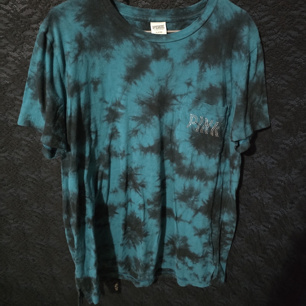 PINK Victoria's Secret Teal and Black Tee